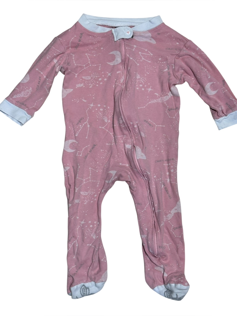 Burt’s bees baby Soft Pink Star & Moon Baby One-Piece Sleepsuit 6-9 months